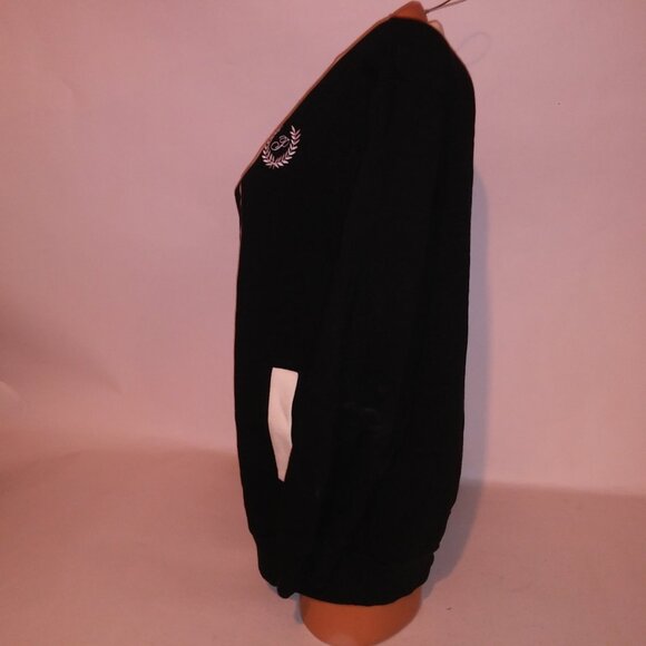 Victoria Secret PINK Sweater Black White Preppy Long Sleeve Button Up Cardigan - Picture 6 of 9